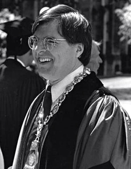 Benno Schmidt at his inauguration as Yale president in 1986. Photo: Yale University Library/Manuscripts and Archives - Schmidt_inauguration_460x594_0_0_460