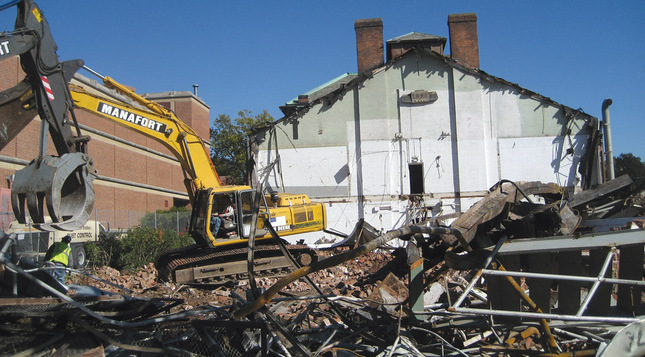 Buildings come down, wall stays up | Light & Verity | Yale Alumni Magazine